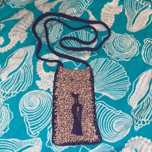 HANDMADE KNIT CROCHET PHONE POUCH BAG CROSSBODY STRAP